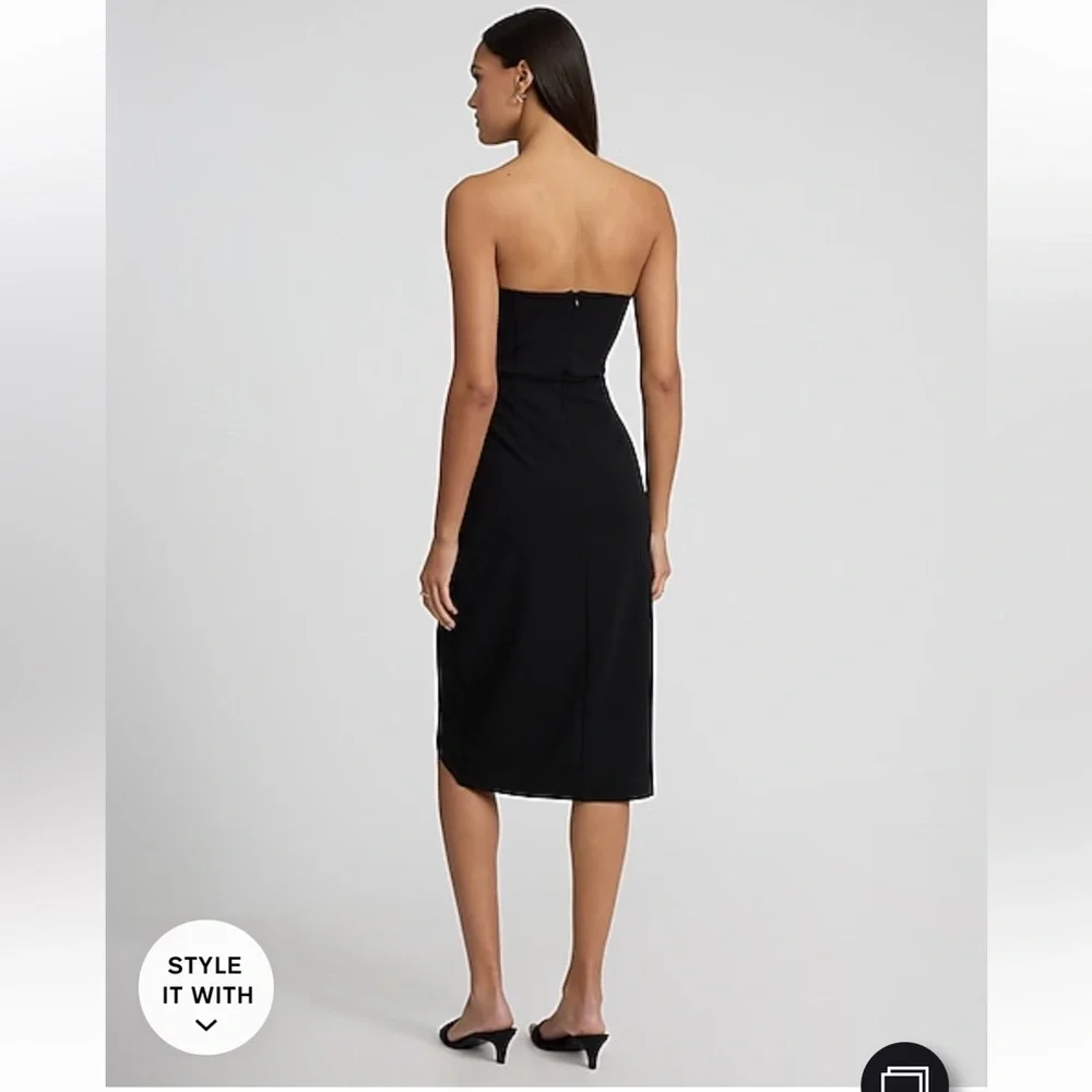 Express Strapless Cutout Tie Wrap Midi Sheath Dress - Picture 2 of 3